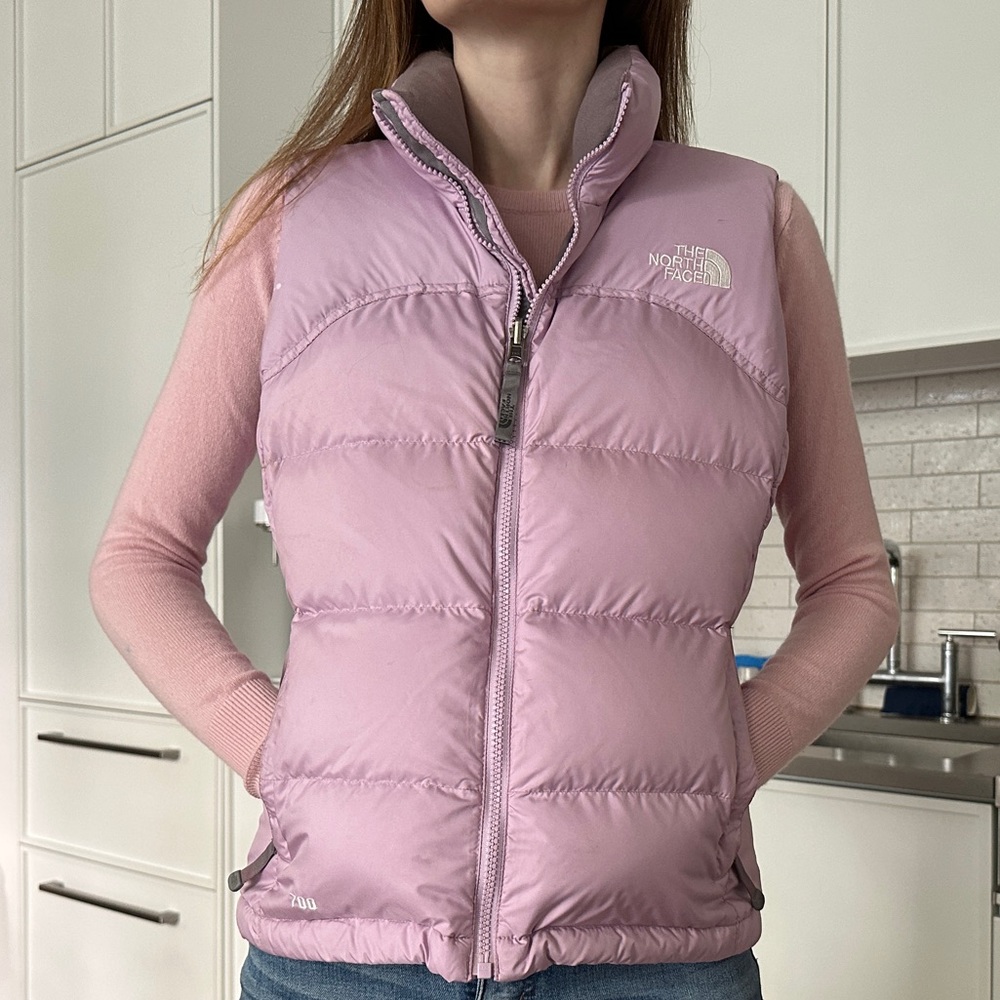 The North Face 700 puffer vest in lavender